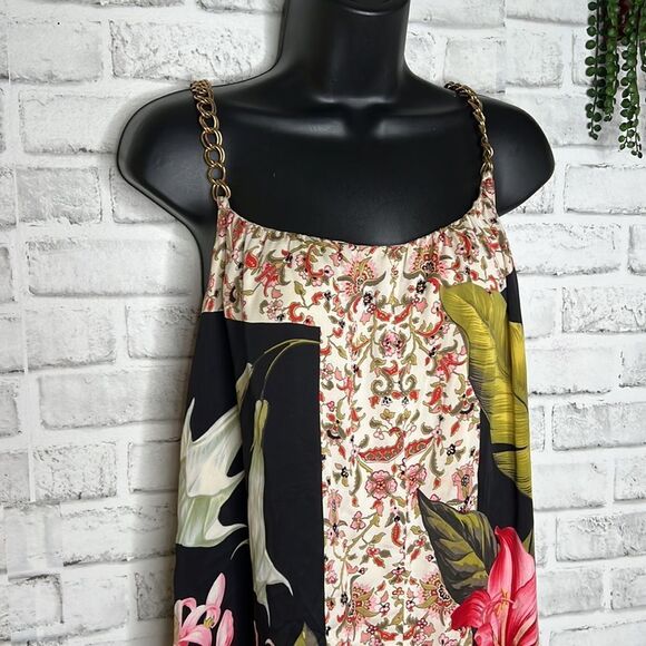 Tommy Bahama Silk Tropical Dress With Chain Straps Size Small 4/8 - Picture 3 of 6